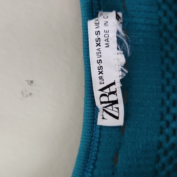 ZARA | Seamless Perforated Bodysuit Top Teal Blue Green Sz XS Small - Picture 4 of 5